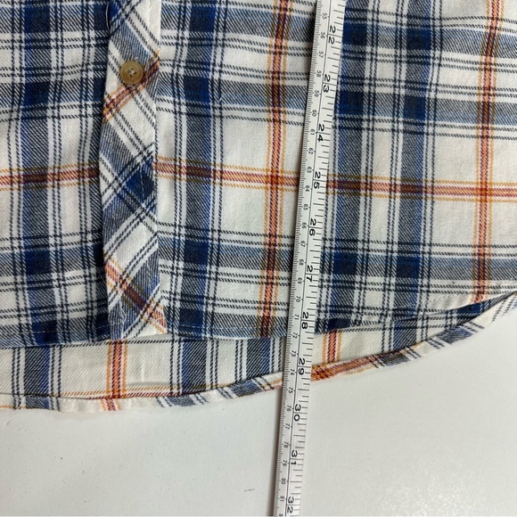 NWOT Thread Supply Flannel Shirt Womens Large Blue Orange Plaid Button Up - Picture 6 of 7